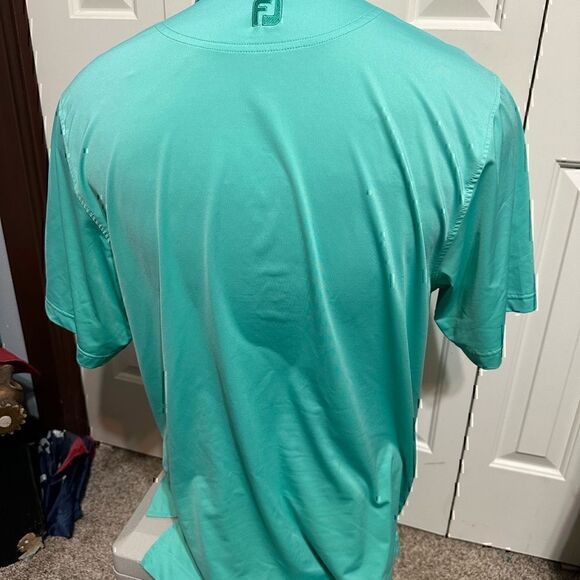 FootJoy Mens Medium Turquoise Short Sleeve Polo - Picture 3 of 5